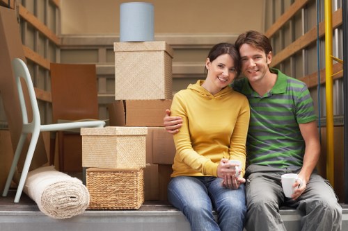 Packed boxes and furniture ready for a Notting Hill apartment move
